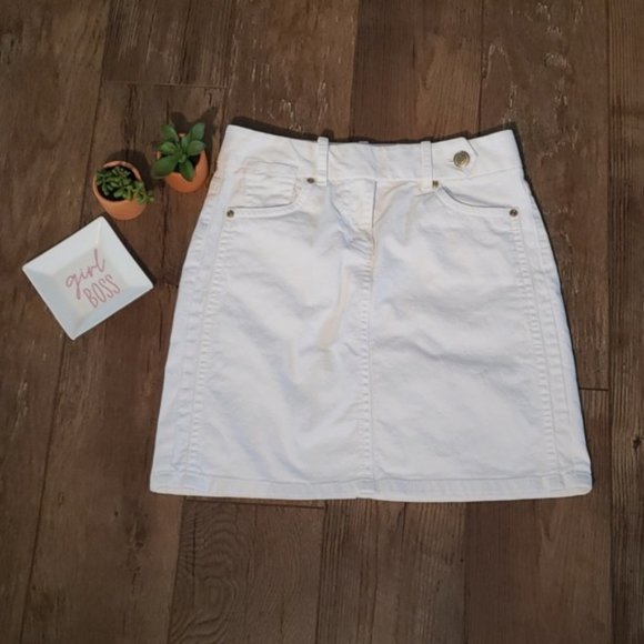 Jupe Blanche Ann Taylor En Coton Brodée – Taille US 4, Style A-line Mini